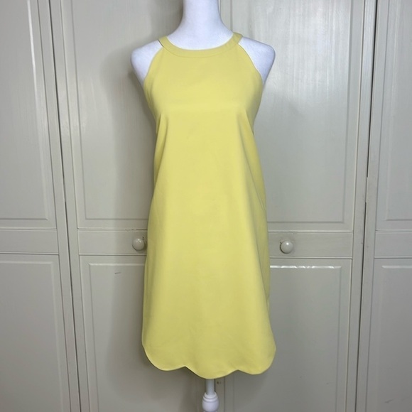 ESLEY Women’s Yellow Scalloped Shift Dress Size L - Picture 1 of 8